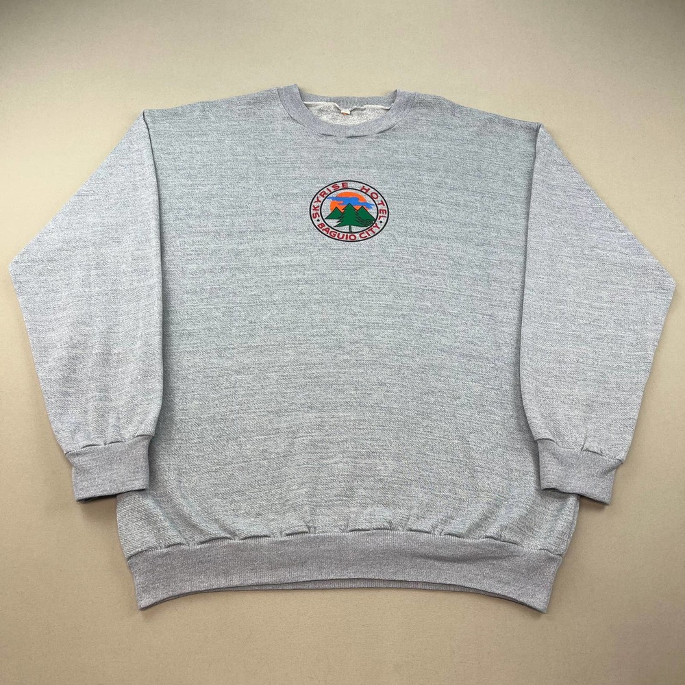 Vintage Philippines Sweatshirt Adult XL Blue Skyrise Hotel Nature Camping 90s